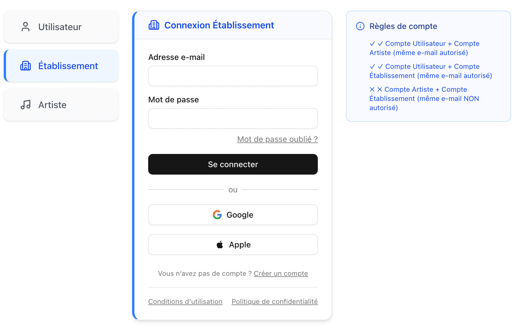 Écran de connexion Besta Pro